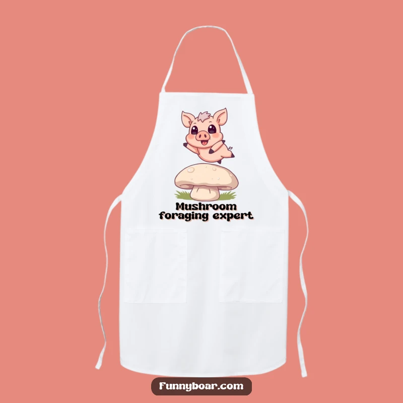 Funny Boar Mushroom Jump Apron: Kitchen Pig Art, Perfect Funny Gift for Chefs