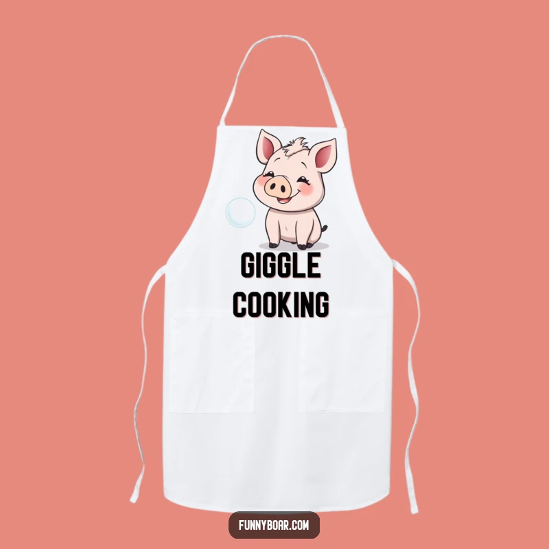 Funny Giggling Boar Apron: Kitchen Pig Art, Perfect Funny Gift for Cooks