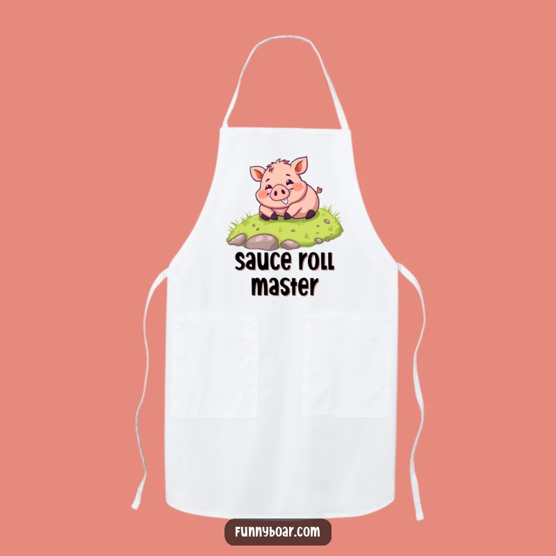 Funny Rolling Boar Apron: Kitchen Chubby Pig Art, Perfect Funny Gift for Cooks