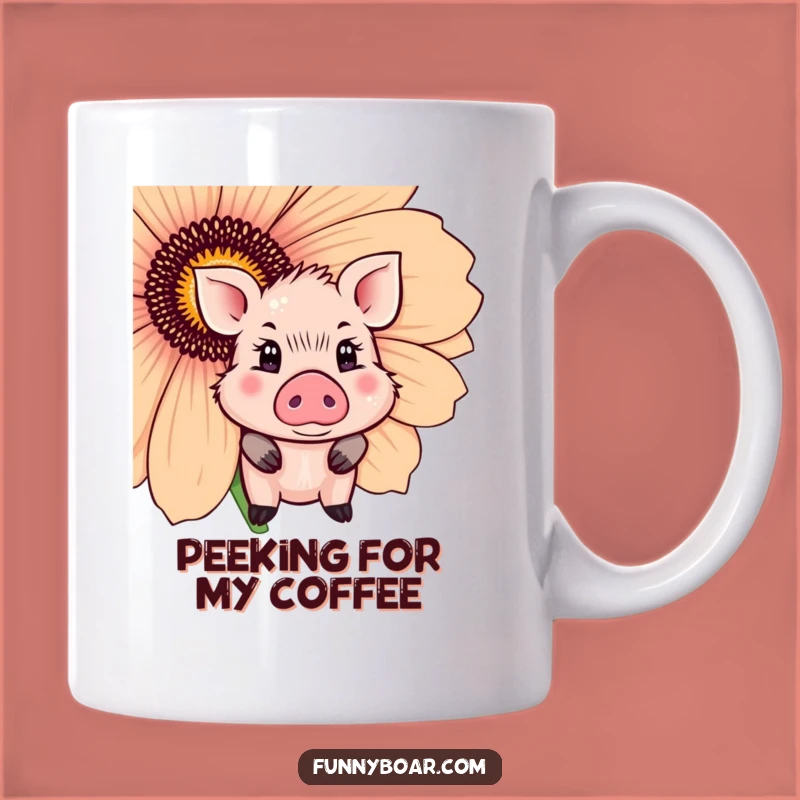 Funny Shy Boar Mug: Peeking Pig Art, Perfect Funny Gift for Introverts