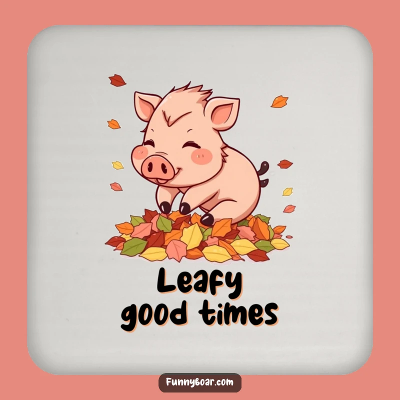 Funny Autumn Boar Coaster: Protect Surfaces with Pig Art, Chic Funny Gift