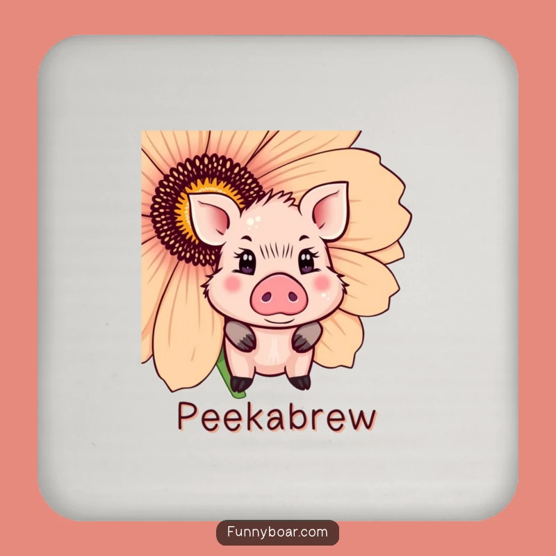 Funny Shy Boar Coaster: Protect Surfaces with Pig Art, Chic Funny Gift