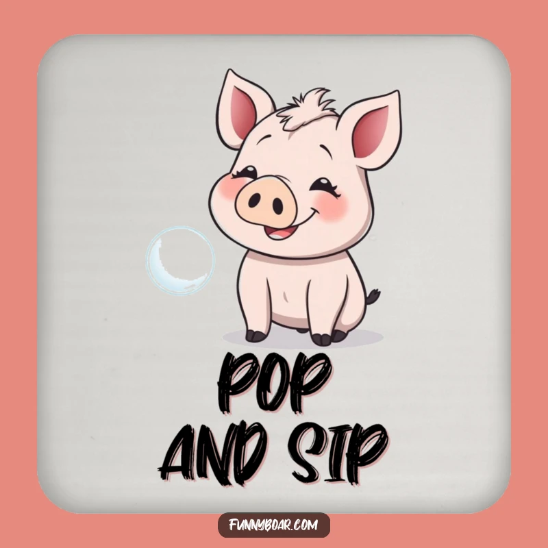 Funny Giggling Boar Coaster: Protect Surfaces with Pig Art, Chic Funny Gift