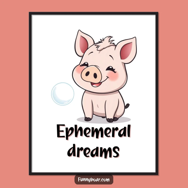 Funny Giggling Boar Poster: Playful Pig Art Print, Delightful Funny Gift
