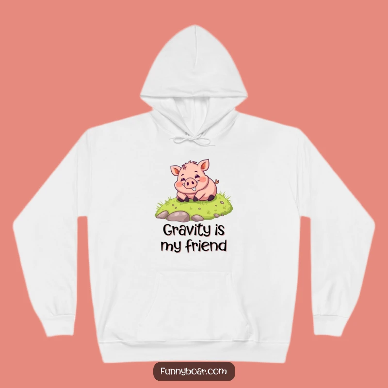 Funny Rolling Boar Hoodie: Cozy Chubby Pig Art, Perfect Funny Gift for Relaxing