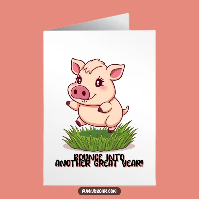 Joyful Free Printable Birthday Card: Bouncing Boar Fun Downloadable Gift