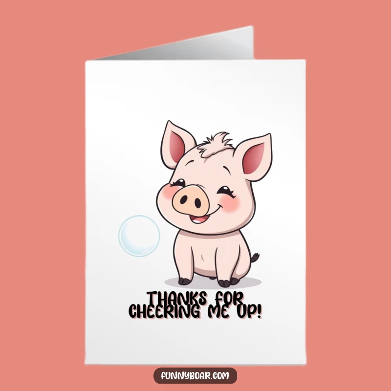 Free Printable Thank You Card: Giggling Boar Bubble for a Funny Downloadable