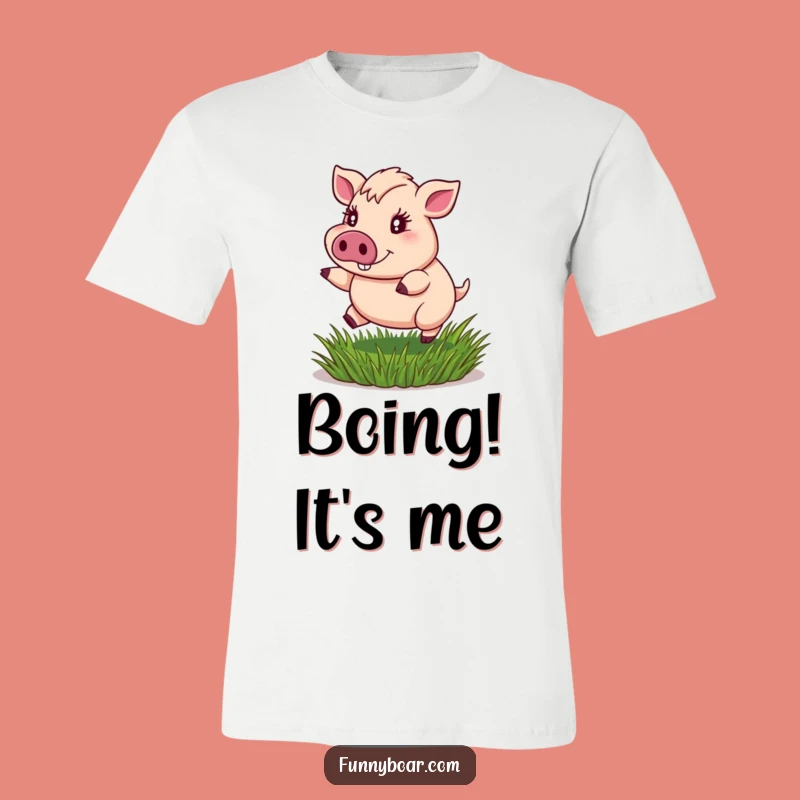 Funny Boar T-Shirt: Bouncing Portly Boar's Sparkling Joy Tee
