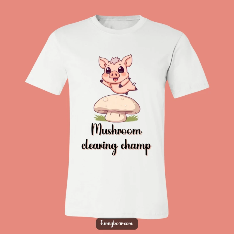 Funny Boar Mushroom Jump T-Shirt: Cute Pig Jumping Art, Ideal Funny Gift for Him or Her